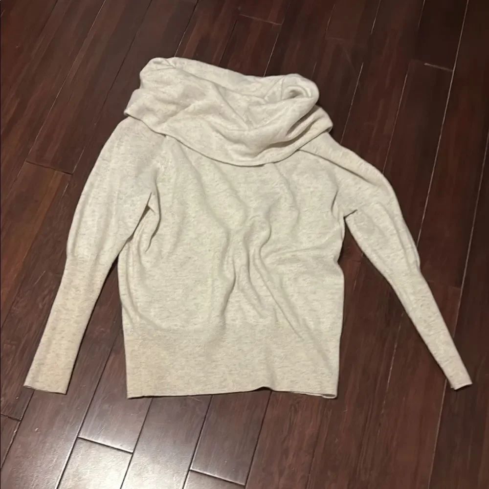 Cozy Cream Sweater Oversized Cowl Neck Cashmere AQUA - New Long Sleeve - Medium